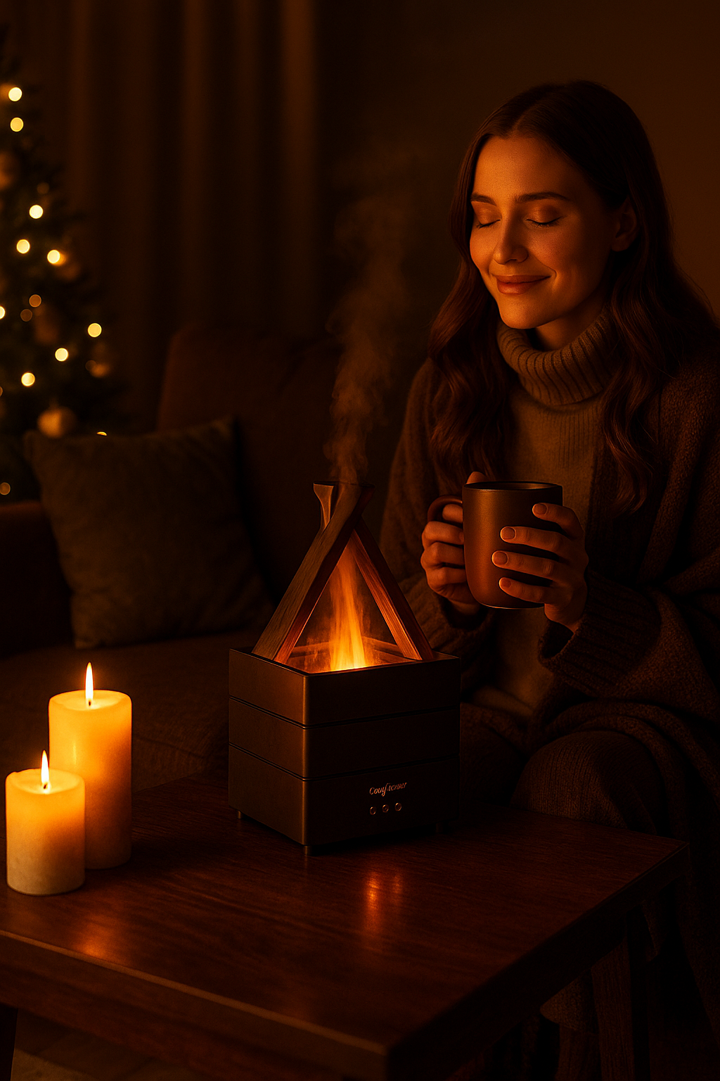 CozyFlame™ – Premium Nawilżacz Powietrza z Efektem Płomienia